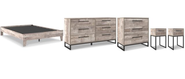 Signature Design by Ashley® Neilsville 5-Piece Whitewash Queen Platform \ Bed Set-0