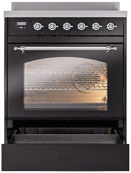 Ilve® Nostalgie II Series 30" Glossy Black Pro Style Induction Range-2