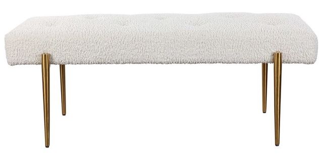 Uttermost® Olivier White Faux Shearling Bench-3