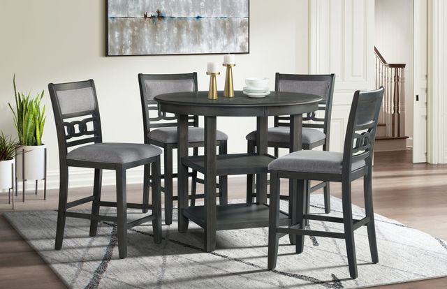Elements International Amherst Gray Counter Table and 4 Stools