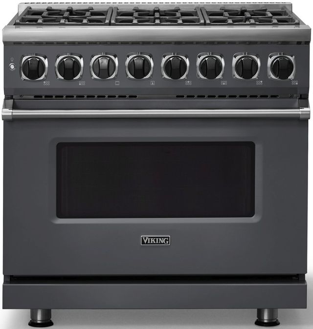 Viking® 7 Series 36" Cast Black Pro Style Dual Fuel Range-0