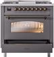 Ilve® Nostalgie II Series 36" Graphite Matte Pro Style Dual Fuel Range-3