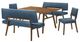 Armen Living Channell 5-Piece Blue/Walnut Dining Table Set with Bench-0