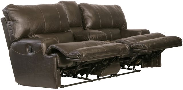 Catnapper® Wembley Steel Leather Lay Flat Reclining Console Loveseat-2
