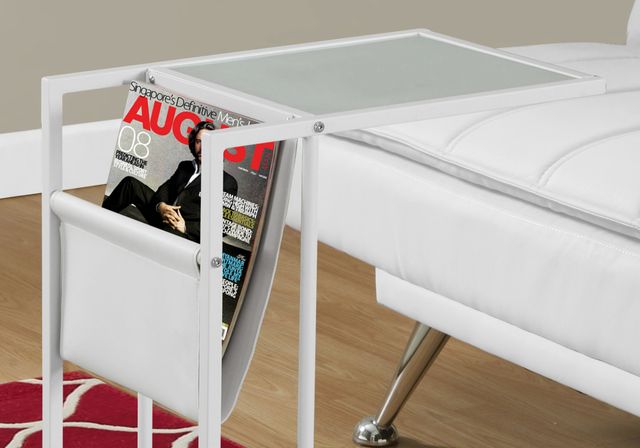 Monarch Specialties Inc. White Metal Accent Table with a Magazine Rack-2
