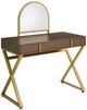 ACME Furniture Coleen Gold/Walnut Vanity Desk with Mirror and Jewelry Tray-0