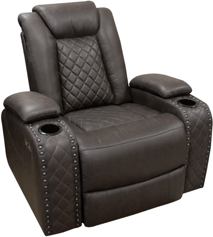 American Wholesale Furniture Omega Brown Power Recliner with Power Headrest Theater Seating
