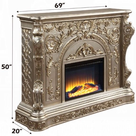 ACME Furniture Danae Antique Silver Fireplace-2