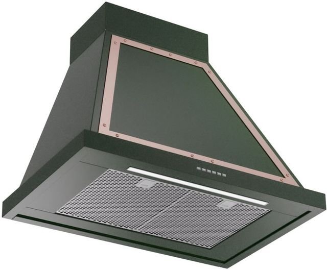 Ilve® Nostalgie II Noblesse 30" Emerald Green Wall Mounted Range Hood with Copper Trim-1