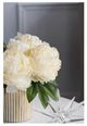 A & B Home Gold/White Artificial Peonies in Striped Pot -5