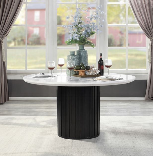 ACME Furniture Jaramillo White Top Round Dining Table with Black Base-3