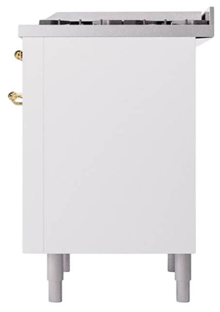 Ilve® Nostalgie II Noblesse 36'' White Pro Style Dual Fuel Range with Brass Trim-3