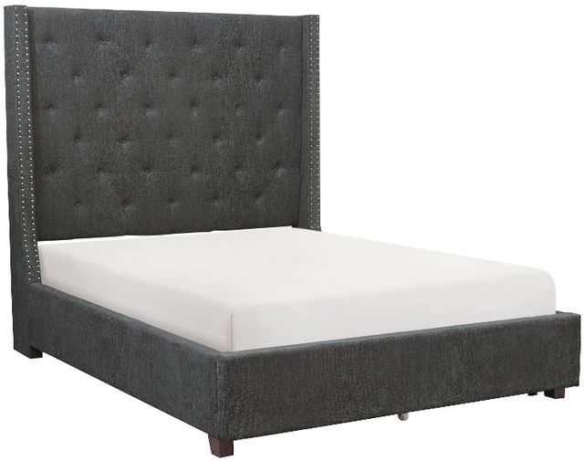 Homelegance® Fairborn Gray Upholstered Eastern King Storage Platform Bed-3