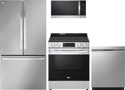 Front view of the LG 4 Piece PrintProof™ Stainless Steel Kitchen Package