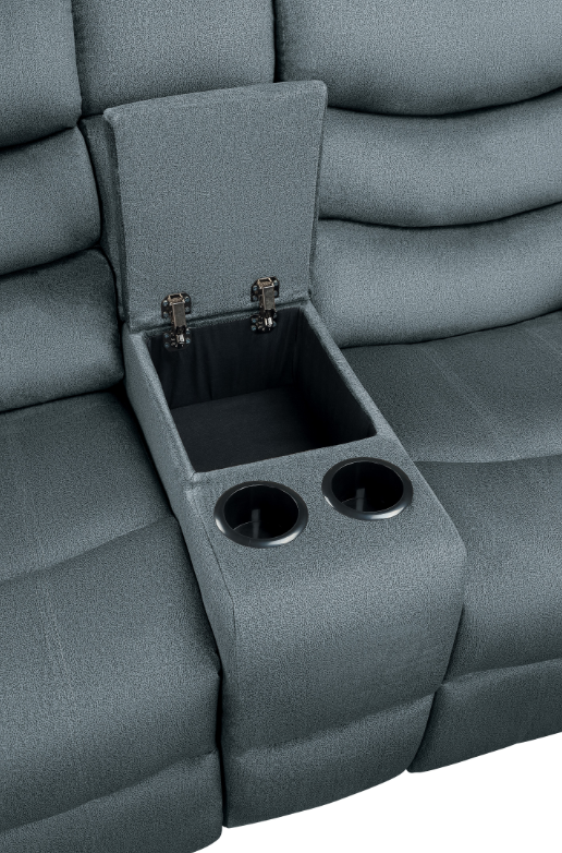 Homelegance® Discus Gray Reclining Loveseat with Center Console-2