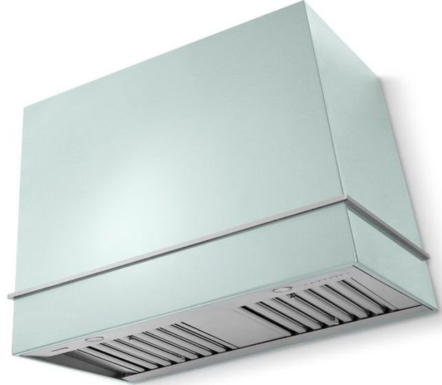 La Cornue CornuFé Loge 44" Roquefort Wall Mounted Range Hood with Satin Chrome Trim-0