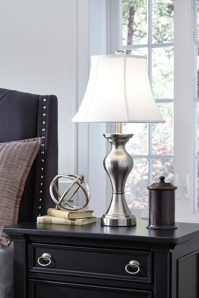 Signature Design by Ashley® Rishona Set of 2 Brushed Silver Table Lamps-2
