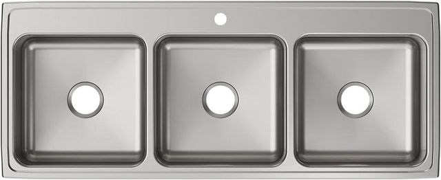 Elkay Lustertone® Classic Lustrous Satin 54" x 22" x 10-1/8" 1-Hole Triple Bowl Drop-In Sink-1