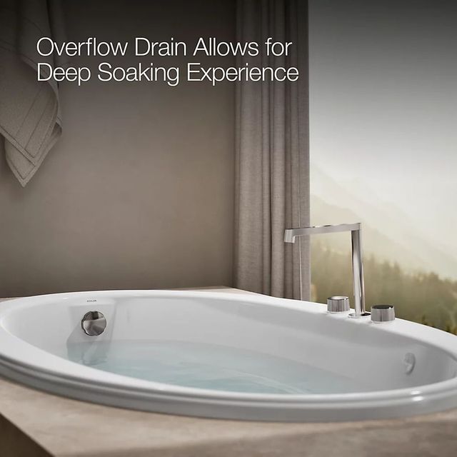 KOHLER® Sunward® White 66" x 42" Drop-in Whirlpool Bath with Bask® Heated Surface-4