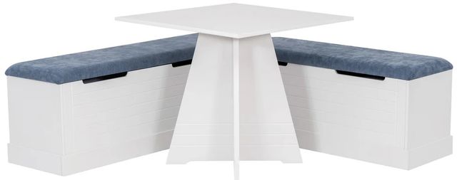 Linon Nancy 3-Piece Blue/White Square Table Nook Set-0