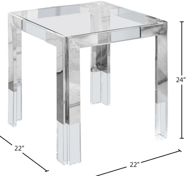 Meridian Furniture Casper Glass Top Square End Table with Chrome Base-2