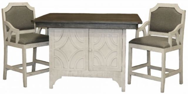 Million Dollar Rustic Southgate Light Barnwood/Nero White Carved Pub Table-1