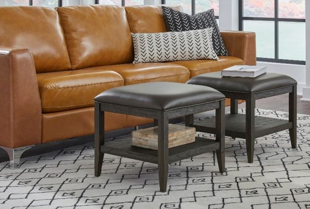 Null Furniture Manhattan Bunching Black/Espresso Leather Ottoman -1