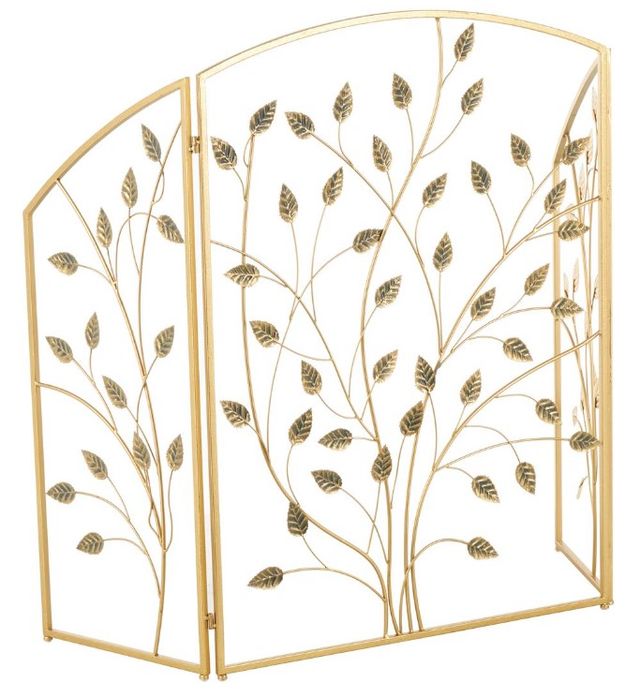 Deco Marche Gold Leaf Foldable 3-Panel Fireplace Screen-1