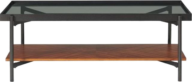 Riverside Furniture Lennox Black Cocktail Table with Rosewood Base-1