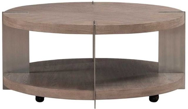 Liberty Furniture Harlow Sandston Round Cocktail Table with Satin Nickel Base-2