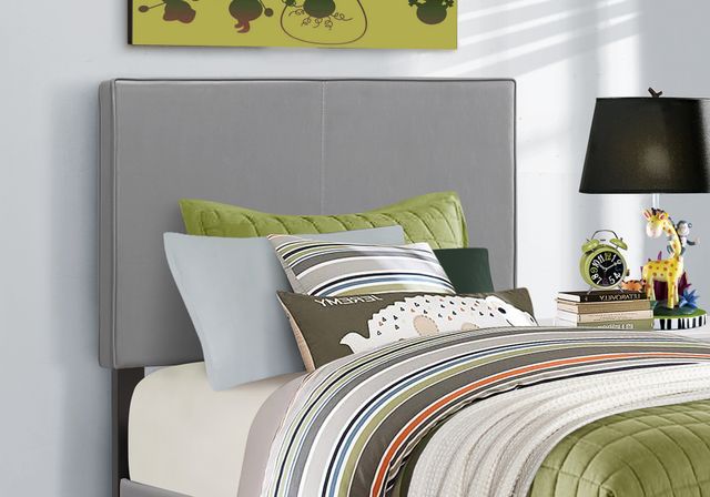 Monarch Specialties Inc. Grey Faux Leather Twin Bed-1