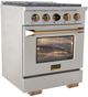 Kucht Professional KX Series 30" Stainless Steel Pro Style Dual Fuel Range with Gold Accents and Kucht Horus Thermostat-3