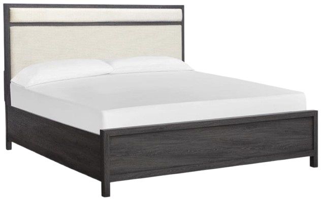 Magnussen Home® Merrifield Merino Pearl/Raisin Black Queen Panel Bed with Upholstered Headboard-0