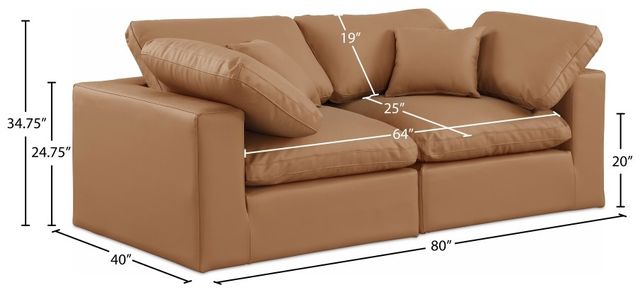 Meridian Furniture Comfy 2-Piece Cognac Modular Sectional Sofa-3