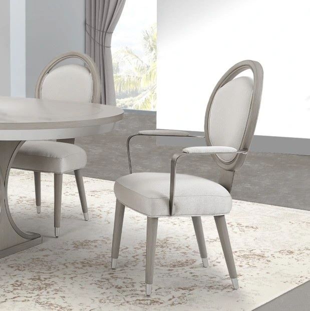 Michael Amini® Eclipse Ivory Jacquard/Moonlight Arm Chair-1