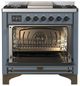 Ilve® Majestic III 36" Blue Gray Pro Style Dual Fuel Natural Gas Range with Triple Glass Door and Burnished Trim-1