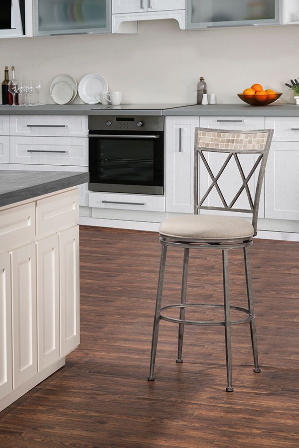 HH2 Home Milestone Aged Pewter Indoor/Outdoor Swivel Counter Stool-4
