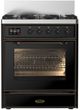 Ilve® Majestic III 30" Glossy Black Freestanding Dual Fuel Natural Gas Range with Triple Glass Door and Burnished Trim-0