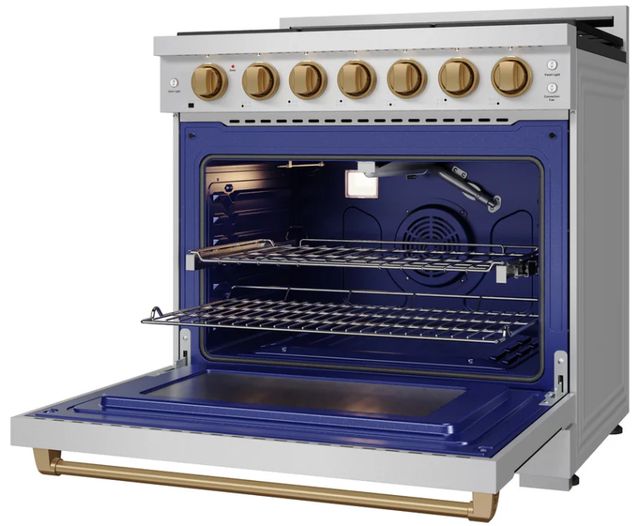 Thor Kitchen Gordon Ramsay Collection 36" Stainless Steel Pro Style Liquid Propane Range with Precision Knob Control and Bronze Trim-4