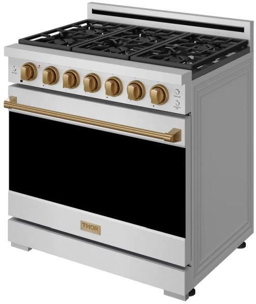 Thor Kitchen® Gordon Ramsay 36" Stainless Steel/Bronze Freestanding Pro Style Gas Range-3