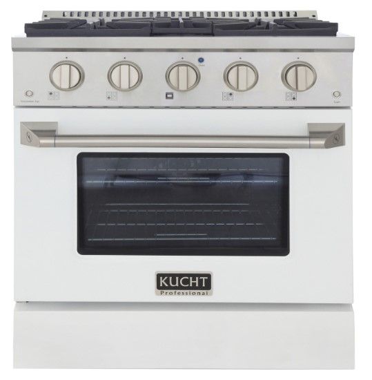 Kucht Professional KNG Series 30" Stainless Steel Pro Style Natural Gas Range with White Door-0