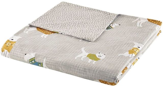 Olliix by True North by Sleep Philosophy Grey Dogs King/California King Cozy Flannel Duvet Set-4