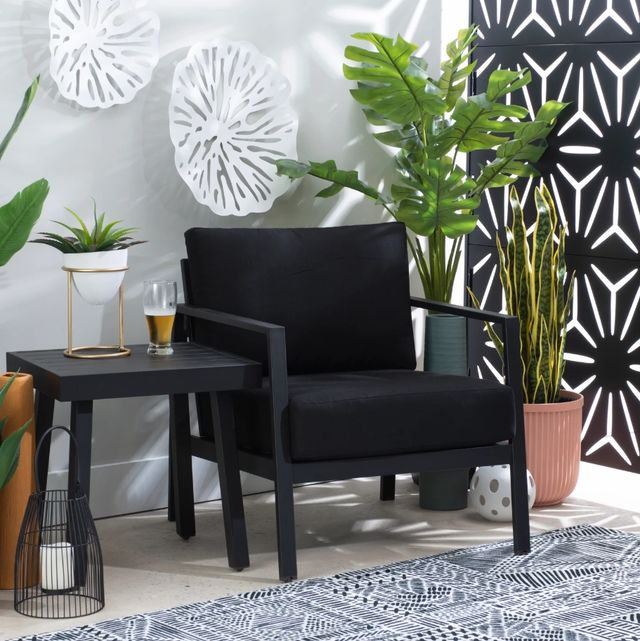 Linon Alora Black Aluminum/Fabric Outdoor Armchair-1