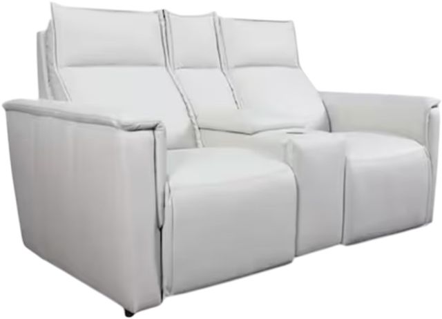 Bassett® Furniture Club Level Chauncey Vanilla Leather Power Reclining Loveseat with Console-0