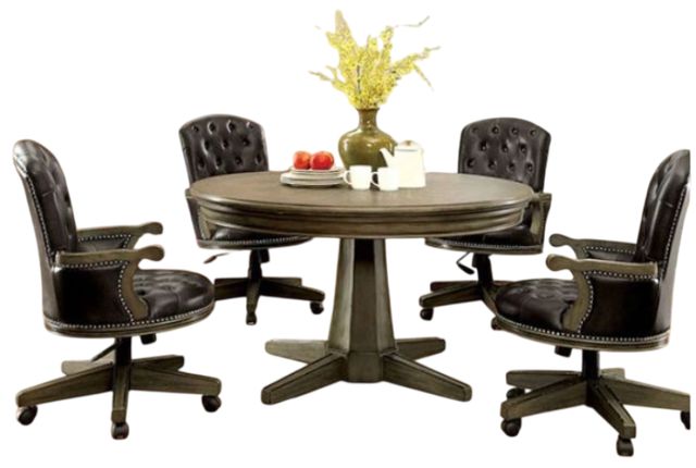 Furniture of America® Yelena 5-Piece Black/Gray Game Table Set-0