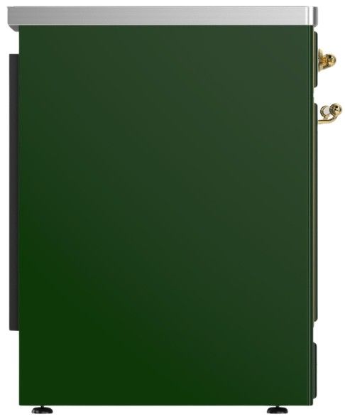 Ilve® Majestic III 30" Emerald Green Pro Style Induction Range with Solid Door and Brass Trim-3