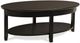 Handstone Customizable Demilune Espresso Oval Coffee Table with Shelf-0