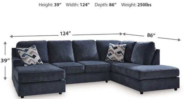 Signature Design by Ashley® Albar Place 2-Piece Cobalt Right-Arm Facing Sectional and Chaise-2