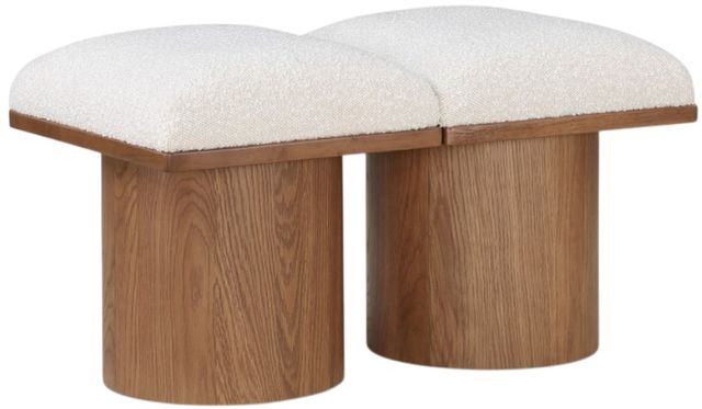 Meridian Furniture Pavilion 2-Piece Cream/Walnut 31" Modular Bench Set-0