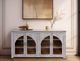International Furniture Direct Parota Nova White Wash 4-Door Console-3